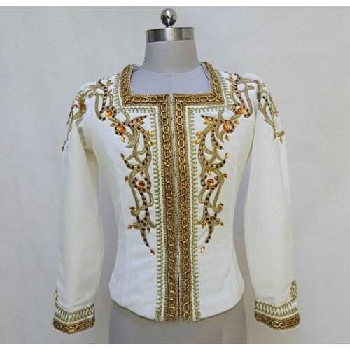 Man Tunic For Ballet Performance Custom-made Service Boy Ballet Coat White/Black Color Male Ballet Costumes MT001A