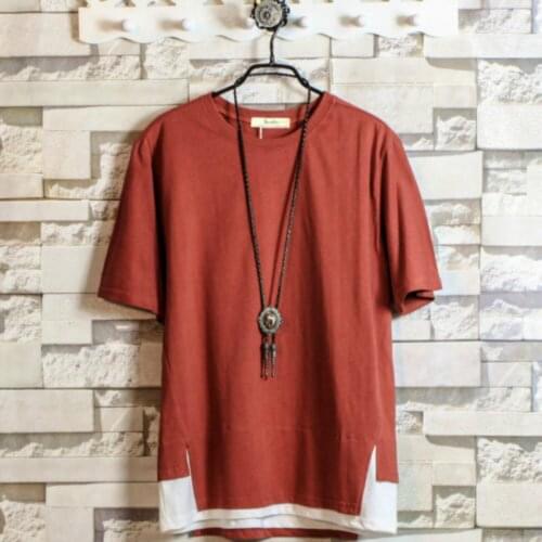 Men Short Sleeve T Shirt Fitness Musclefit Training Basic Youth Round collar Fake two piece Tee