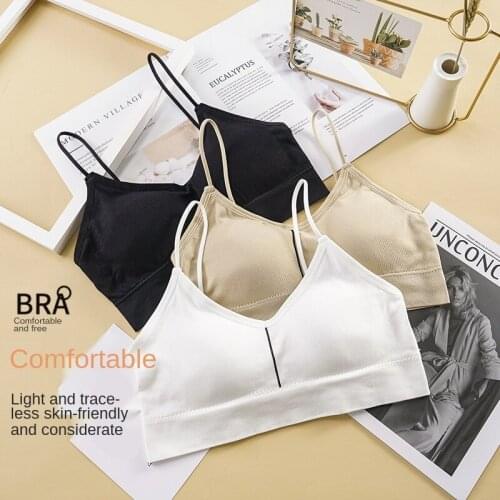 New Women Cotton Underwear Tube Tops Sexy Solid Color Tops Fashion Sports Comfort Tank Up Female Rimless Bra Sexy Lingerie