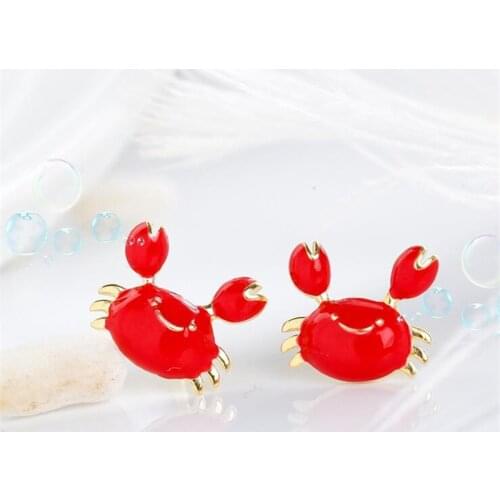 New Creative Small Red Crab Temperament 925 Sterling Silver Jewelry Personality Cute Animal Popular Stud Earrings SE931