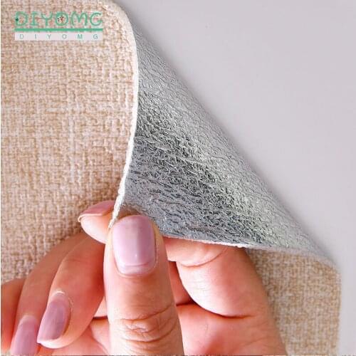 New 3D Self Adhesive Wall Stickers Linen Foam PVC Wallpaper Thickened Waterproof Contact Paper Film for Living Room Bedroom