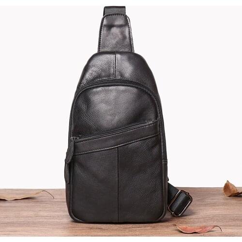 Simple Classic Shoulder Bag For Men Genuine Leather Casual messenger Chest Bag Fashion Brand Small Backpack For 7.9 Inch