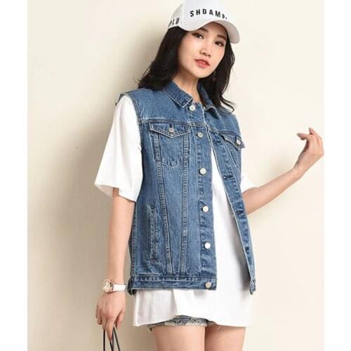 Plus Size Vest for Woman Sleeveless Denim Vest Coat Oversized Washed Vintage Jeans Jacket Womens Vests Winter Outerwear Coat 6XL