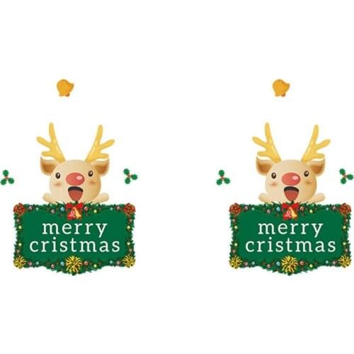 Christmas Wreath Wall Stickers Window Glass Festival Decals Santa Murals New Year Christmas Decorations For Stickers