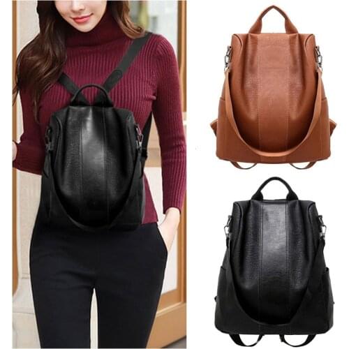 New Fashion Women Anti-Theft Backpack Vintage Leather Backpacks for Teenager Girls Preppy School Bagpack Female Travel Bags