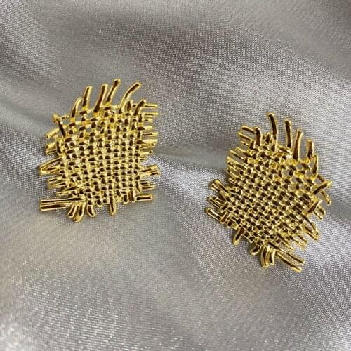 Lifefontier Vintage Gold Color Metal Unusual Earrings for Women Korean Geometric Irregular Stud Earrings Party Jewelry Gift