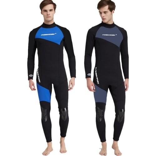 Fundivers Full Body Wetsuits 3mm Neoprene Long Sleeve Back Zip One Piece Swimsuit Wet Suits Diving Snorkeling Surfing