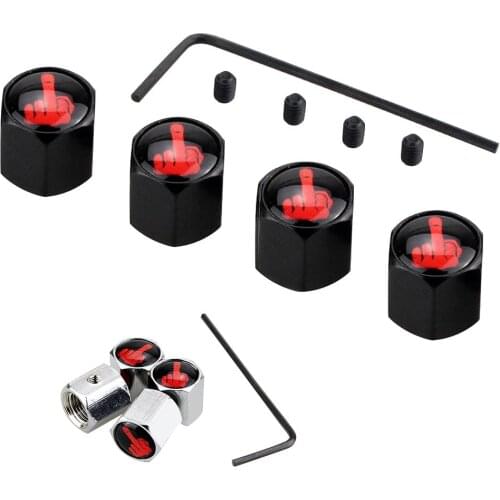 Car Styling Aluminium Alloy Anti-theft Middle Finger Style Car Tire Valve Caps Wheel Tires Tire Stem Air Cap Airtight Covers