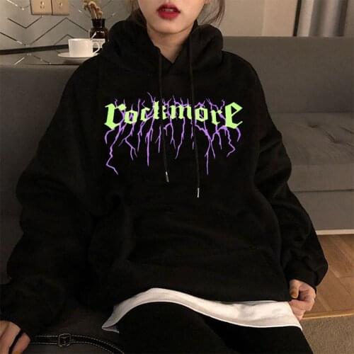 Hot Hoody Goth Hoodie Jacket Women Sweatshirt Hip Hop Clothes Letter Printing Hooded Long Sleeved Hoodies Female Male SUNOWE