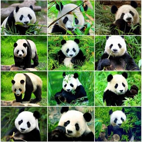 Spring Beaded Handmade 5D DIY Diamond Paintings Animals Cross Stitch Mosaic Hobby Panda Rhinestones Diamond Embroidery For Decor