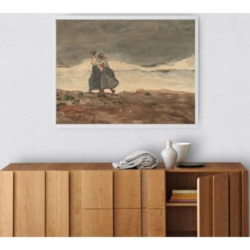 Storm Watching Vintage Oil Painting On Canvas Poster Portrait Seascape Fine Art Reproduction Print Wall Pictures for Living Room