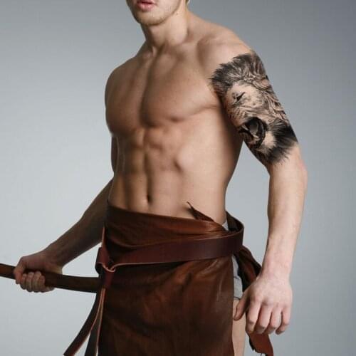 Waterproof Temporary Tattoo Sticker Black Realistic Lion King Tatto Stickers Flash Tatoo Body Art Arm Fake Tattoos for Men Women