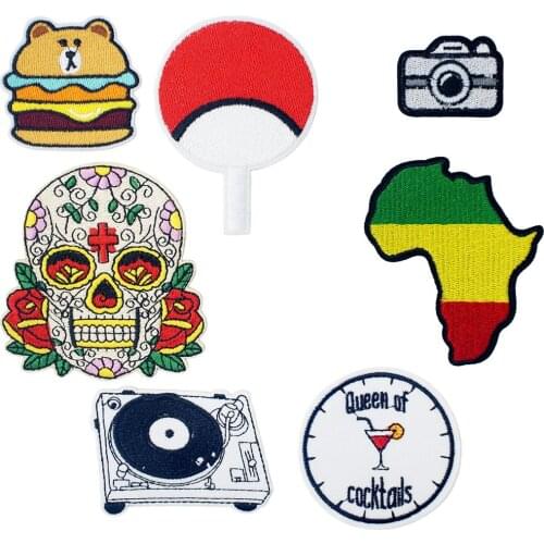 All-Seeing Eye Skull Embroidered Iron on Patches for Clothing DIY Stripes Clothes Patchwork Sticker Custom Applique