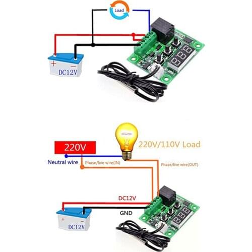 W1209 50-110 Deg 12V Digital Thermostat Controller Module w/ Acrylic Housing