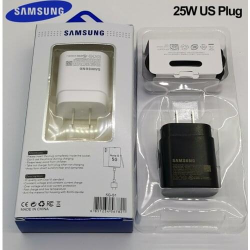 Samsung 25W US Plug Fast Charger PD Super Fast Charging Adapter 3A Type C For Galaxy S20 Note 20 Ultra 10 Plus S20FE M51 A71 A80