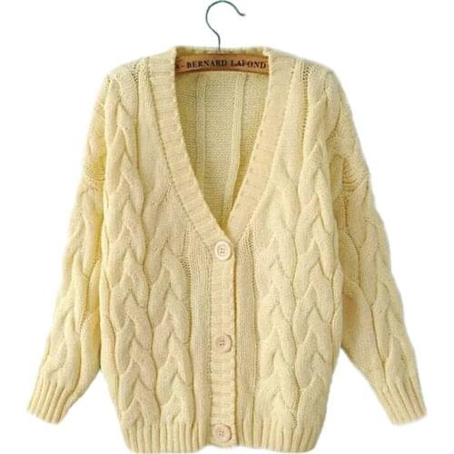 2017 Autumn And Winter Sweater Women v-neck Solid Color Knit Pullovers single-breasted Loose Female Clothing Vestidos MMY17091