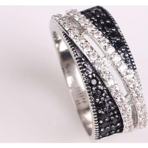 Elegant Women Fashion Finger Rings Jewelry 925 Sterling Silver Wedding Engagement Accessories Full Crystal Ring bijoux