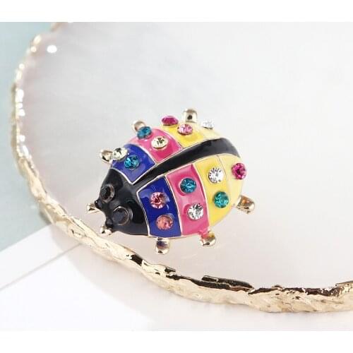 1pc Colorful Crystals Insect Brooches For Kids Girls Shirt Gold-color Insect Brooch Scarf Corsage Accessories Pin