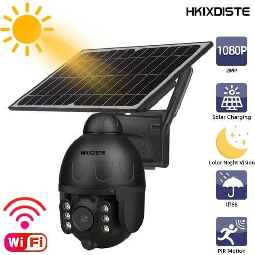 1080P Solar CCTV PTZ IP Camera Wifi Outdoor Waterproof Color Night Vision Wireless Security Surveillance Dome Camera 2MP IP Cam