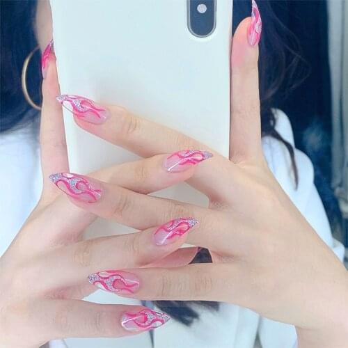 24pcs/set Christmas Snowflake False Nail French Nail Tips Press On Nails Leopard Fake Nail With Glue Flame Nail Art Decoration