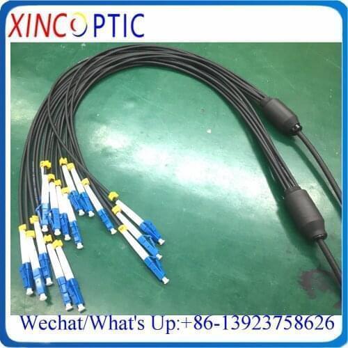 30M 8C,OM2 50/125,4.8mm,8Core LCUPC-LC/SC/FC/STUPC LSZH/TPU 8Fibers Multimode Armored Fiber Optic Patch Cord CPRI Black Cable