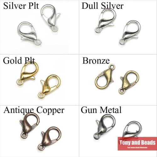30Pcs=1Lot !) Jewelry Finding Lobster Parrot Clasp Connector 8X14MM Gold Silvers Bronze Plated EW39