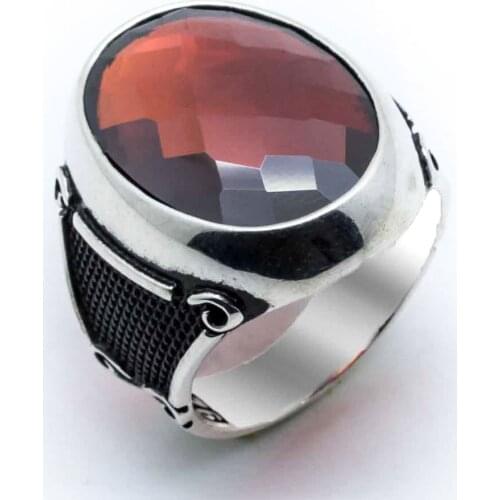 925 sterling Silver Red Zircon Stone Ring