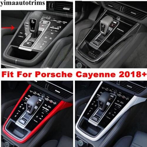 ABS Red Accessories For Porsche Cayenne 2018 2019 2020 2021 Stalls Gear Shift Box Panel Decor Cover Trim Interior Refit Kit
