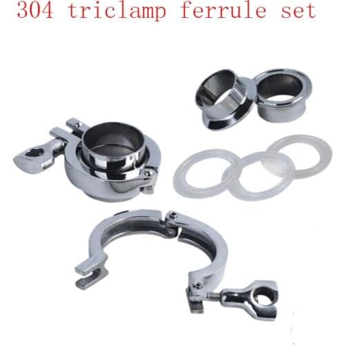 Free shipping 51mm sanitary triclamp ferrule set, 1 clamp+ 2 ferrule+ 1 silicon gasket, SS304