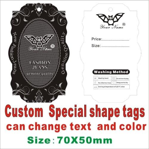 1000pcs Custom Special shape clothes tags ,300gsm Paper Size:7X50mm,Y7