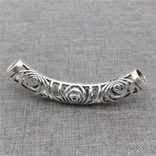 Sterling Silver Swirl Curve Tube Bead Large Hole 6mm for Bracelet