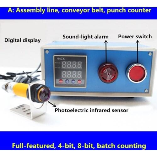 Electronic Assembly Line Counter Sealer Flow Counter Industrial Counting Tools with Audible and Visual Alarm 220V