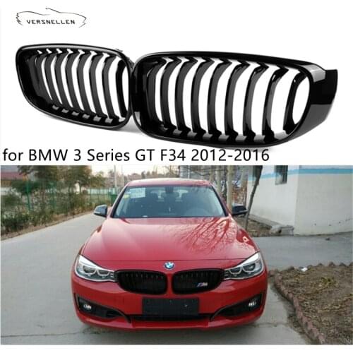 Glossy Black Racing Grill for BMW 3 Series GT F34 2012-2016 Front Bumper Grile Kidney Grill Replacement Single Line Style