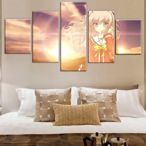 Hd Print Wall Artwork Picture 5 Pieces Animation Charlotte Nao Tomori Modular Painting Poster Canvas Living Room Home Decoration