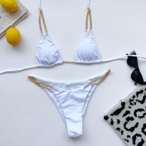 Micro Chain Bikini Set Halter Swimwear Women 2021 Swimsuit Cut Female High Suit Suit Two New Bathing Piece Bathing Biquini I4Y6