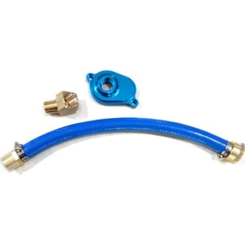 Oil Cooler Flush Kit with Flush Adapter Aluminum Blue for Ford 6.0L Powerstroke