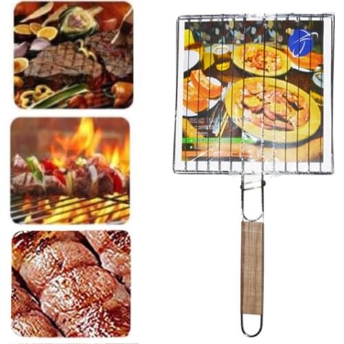 BBQ basket Fold Barbecue Grilling Basket Grill BBQ Net Steak Meat Fish Vegetable Holder Portable barbecue basket barbecue rack