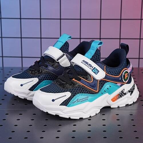 Boys Sneakers Children Casual Shoes For Kids Sneakers Girls Shoes Breathable Mesh Running Trainers Footwear Hook&Loop Rubber