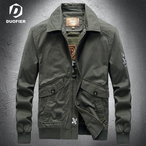 Autumn Men Military Bomber Jacket Turn-down Collar Coat Army Safari Cargo Cotton Pilot Jackets Fashion Casual Slim Fit Outerwear