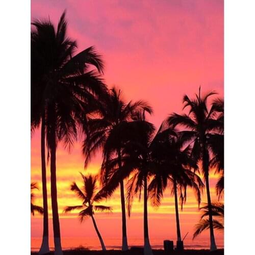 Landscape Diamond Mosaic Painting Sunset Palm Tree Diamand Paint Complet Stone Picture Stickers Wall Decor New Hobby Diamond Dot