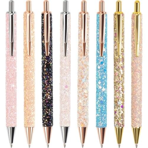 Sequin Press Metal Pen Gift Pen Sequin Ballpoint Pen for Kids Students School and Office Supplies Stationery