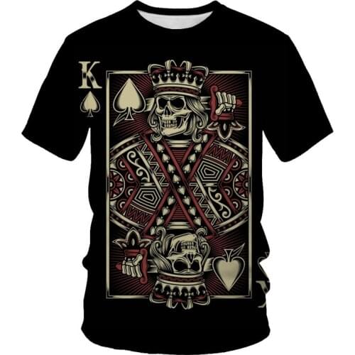 Playing cards 3D printing mens and womens fashion T-shirt poker street clothing loose comfortable fabric