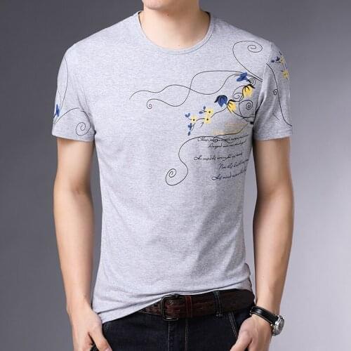 New 2018 summer male fashion printing cotton t shirt mens short sleeve clothes floral printed pure cotton t shirts