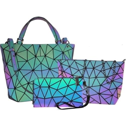 2021 new geometric rhombic handbag womens luminous bucket bag womens versatile shoulder bag slant span bag