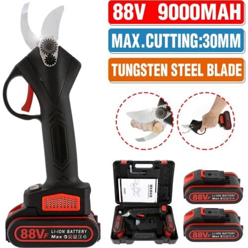 30mm 88V Cordless Electric Branch Scissors Pruning Shear Pruner Ratchet Cutter Rechargeable Garden Pruner Secateur Branch Cutter