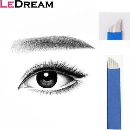 20pcs/lot Disposable Permanent Blue 16 Pin Tattoo Needles Blade Cartridage Tips For 3D Embroidery Microblading Needle Pen