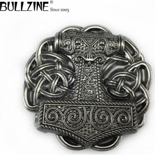 Bullzine wholesale Mjolnir THORSHAMMER VIKING belt buckle music belt buckle FP-03718-2 suitable for 4cm width snap on belt