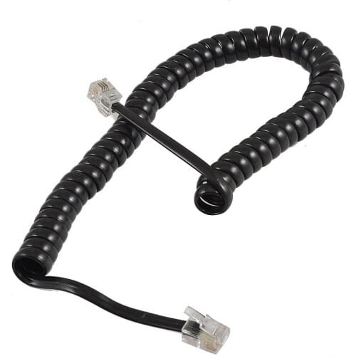 Wholesales Replacement RJ9 4P4C Plug Coiled Stretchy Telephone Handsets Cable Line Black