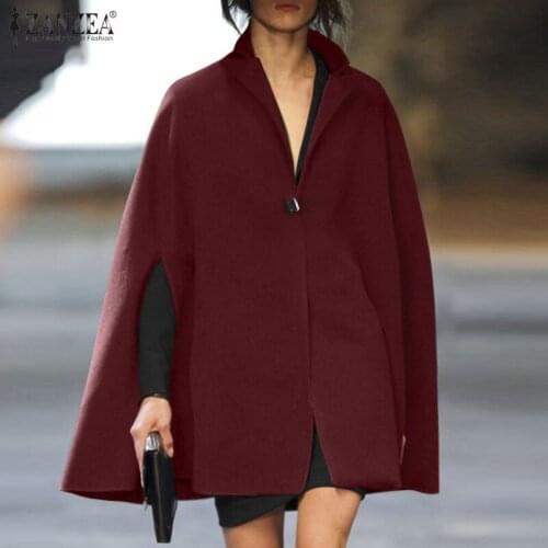 Autumn Solid Capes Coats 2021 ZANZEA Fashion Women Ponchos Casual Elegant Lapel Neck Cloak Jackets Loose OL Outerwear Oversized