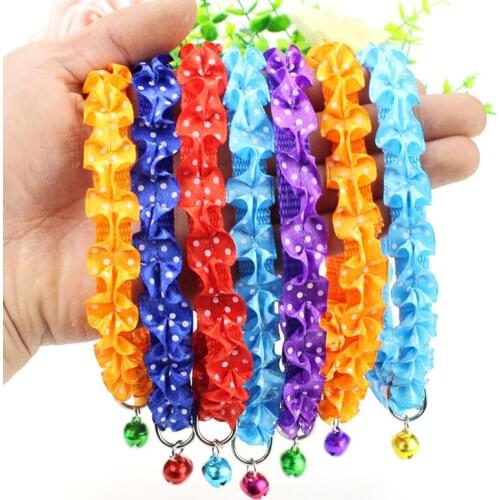 Pet Collar for Dog and Cats New Nylon Lace Bells Solid 4 Color Basic Collars Dogs Accessories Collar Perro Poodle Pomeranian